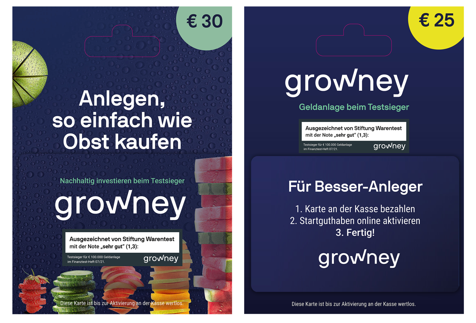 ETF-Sparkarte zum Mitnehmen, Varianten von growney