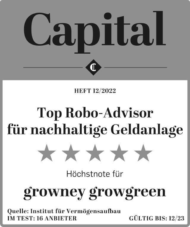 Höchstnote für growney: Top Robo-Advisor für nachhaltige Geldanlage