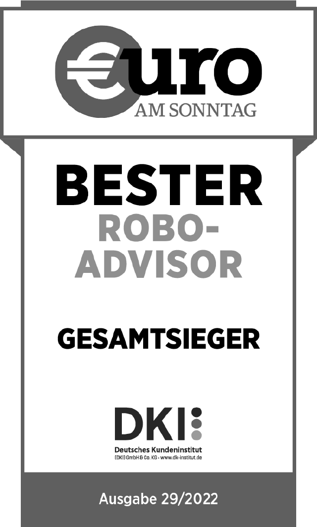 Siegel für Bester Robo-Advisor bei €uro am Sonntag 29/2022